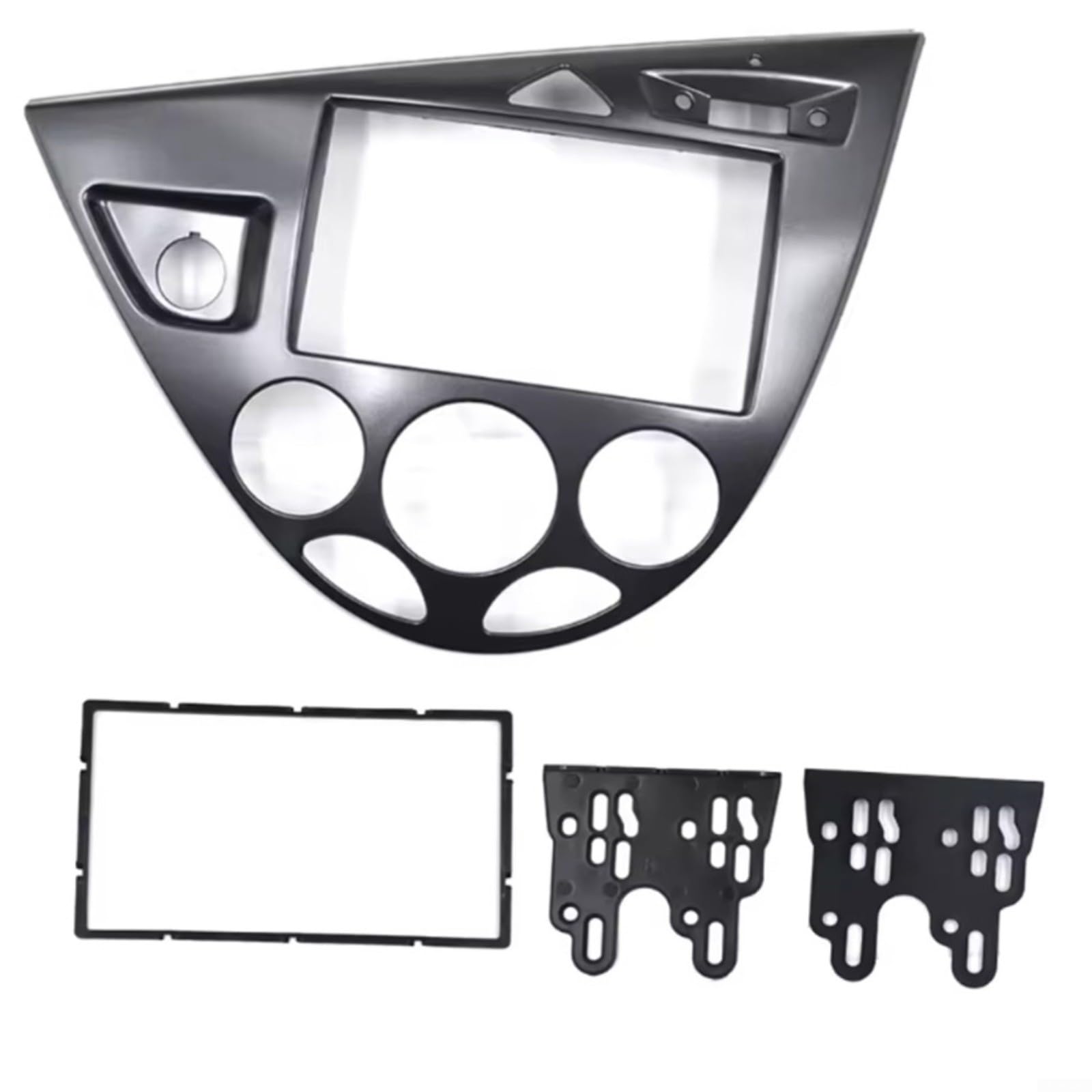 Mascherina per autoradio 2 DIN, per Ford Focus Mk1 e Fiesta (1998-2006), LHD, plastica ABS, nero opaco o grigio argento, adatto per radio Dual DIN da 7 pollici (Silver Gey)