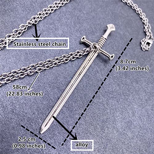 Stainless Steel Chain Pendant Necklace for Men and Women Medieval Rennaissance Pendant Necklace (silver)3