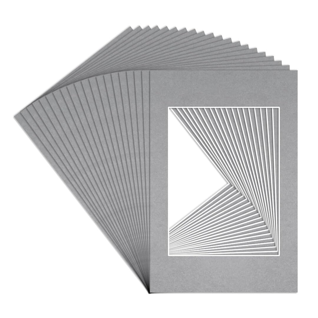 Procut Global 6x4" Silver Picture Mounts to Fit 4x3" Aperture - Precision Cut Cardboard Photo Mount - Ideal for Frames, Prints, Artwork & Certificates - Sizes & Colours Available - 20 Pack