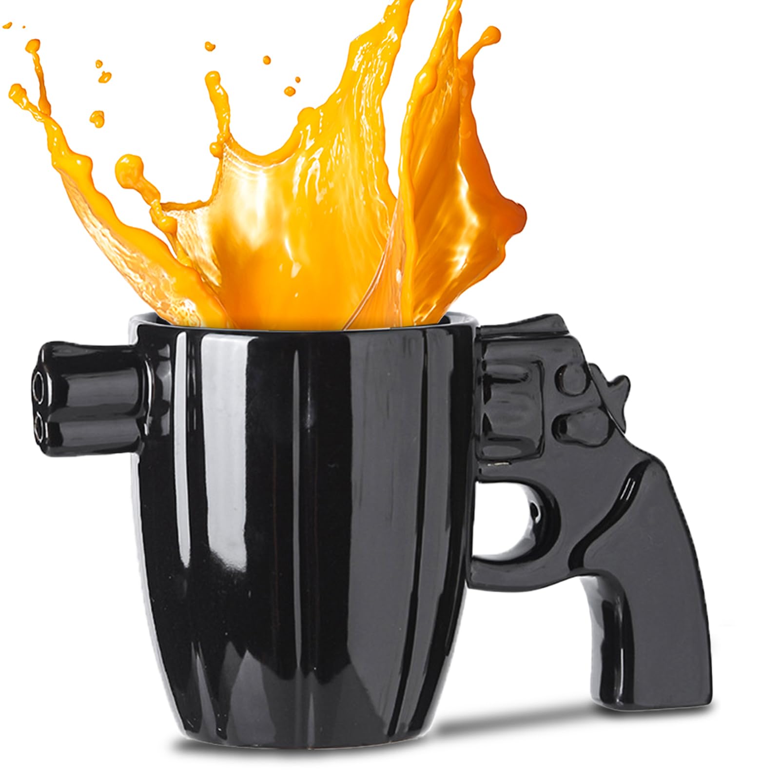 MIJOMA Tazza Da Caffè Con Manico A Revolver - Gres Nero 18x10 Cm - Lettera