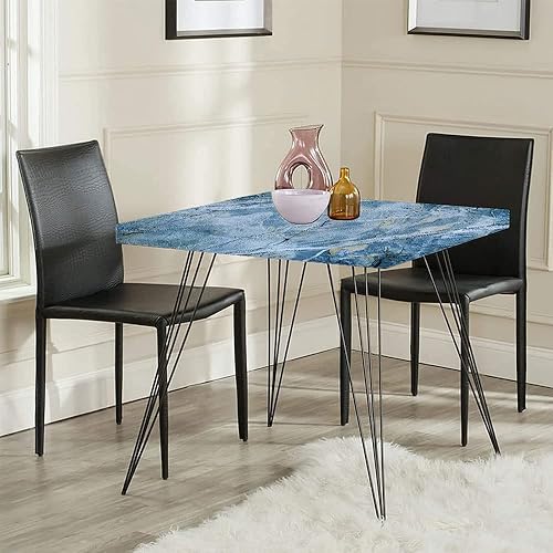 Miniatura 7 de Mantel cuadrado de mármol, diseño de piedra nublada, efecto brumoso, borde elástico, adecuado para decoración de mesa, bufé y campamento, apto para