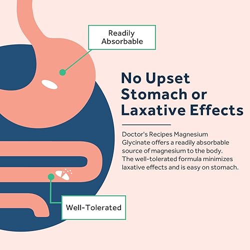 Miniatura 8 de Doctor's Recipes Glicinato de magnesio, magnesio quelatado con alta absorción y no tamponado, fácil para el estómago, sin gluten, huesos, nervios y