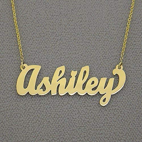 Solid 14k Yellow Gold Name Necklace Script Font Letters Personalized Laser Cut Fine Jewelry Solid 14k Yellow Gold Name Necklace Script Font Letters Personalized Laser Cut Fine Jewelry