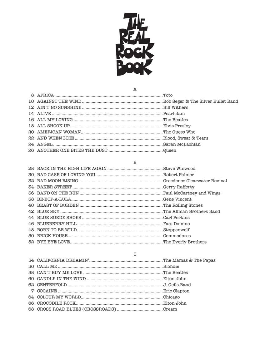 The Real Rock Book - Volume I: C Instruments | 200 Classic Rock Hits for Piano, Guitar & Vocalists | Hal Leonard Fake Book with Chords & Lyrics | Essential Rock Sheet Music Collection