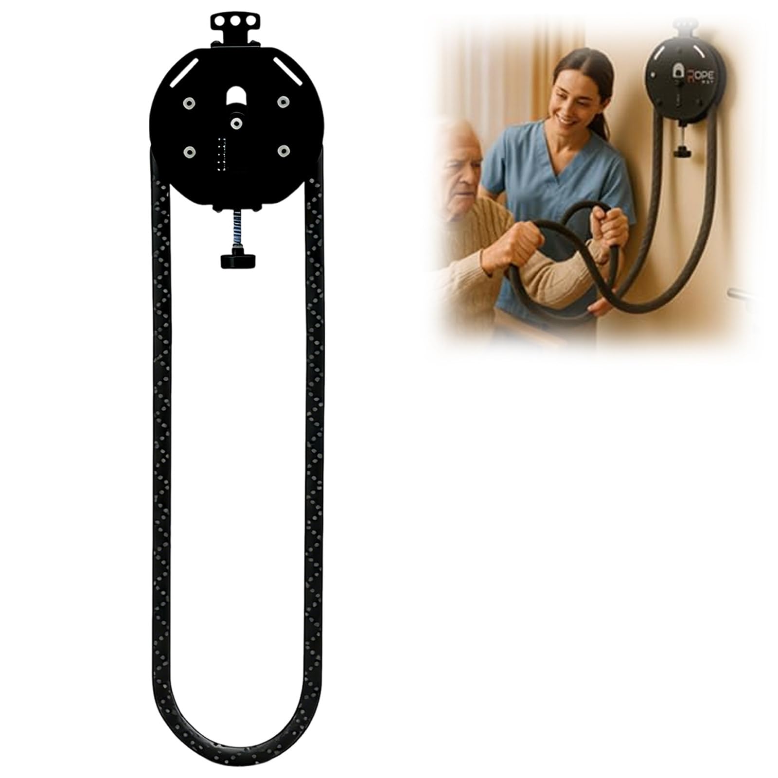 Entrenador de Cuerda Sin Fin, Máquina Entrenadora de Resistencia para Gimnasio en Casa,máquina de Poleas con Resistencia Ajustable, Equipo de Entrenamiento Físico con Cuerda Black