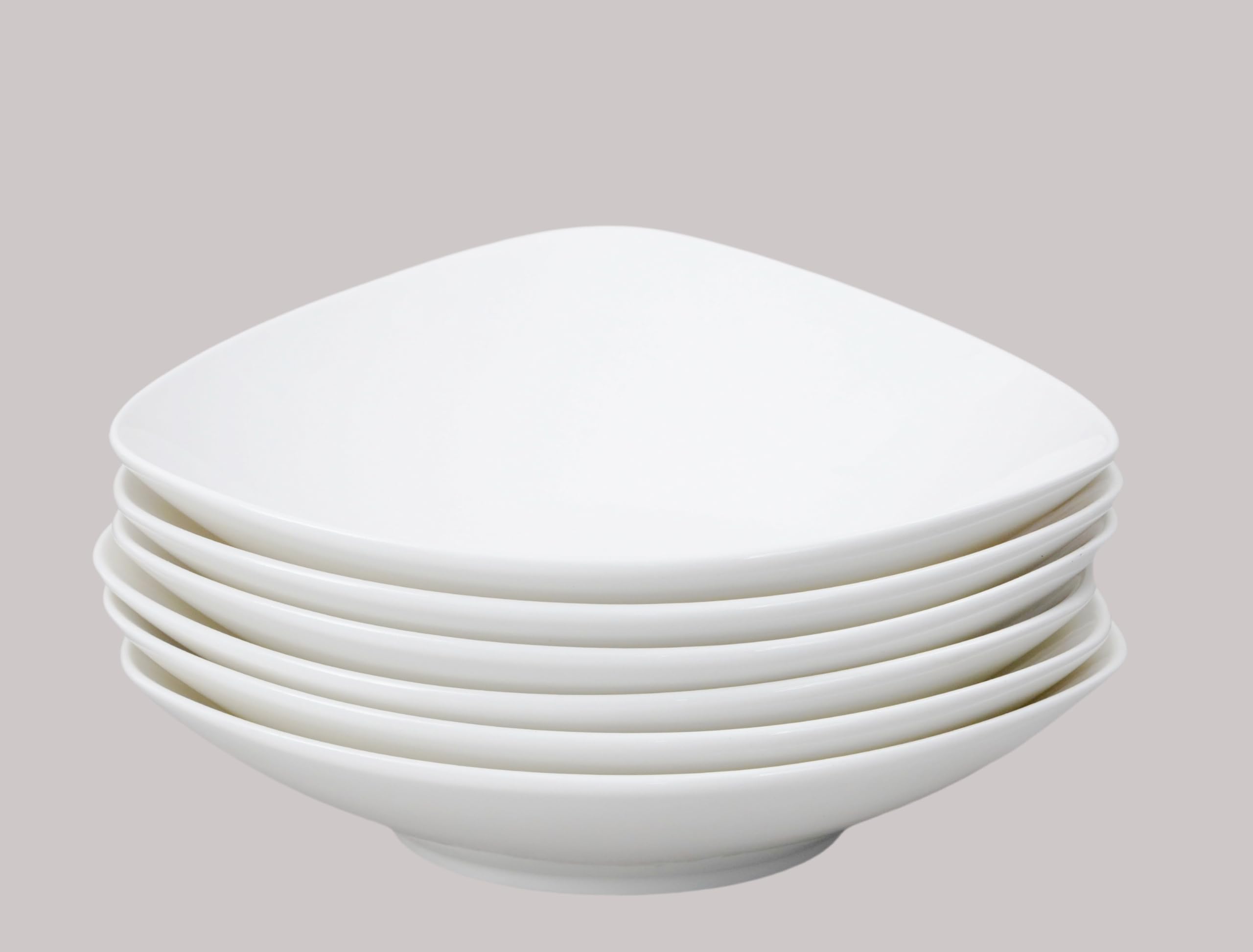 HomeVss, Bone China Elegance White Triangle Bowl 10oz, 5inch x 5inch, Set of 6 Pieces