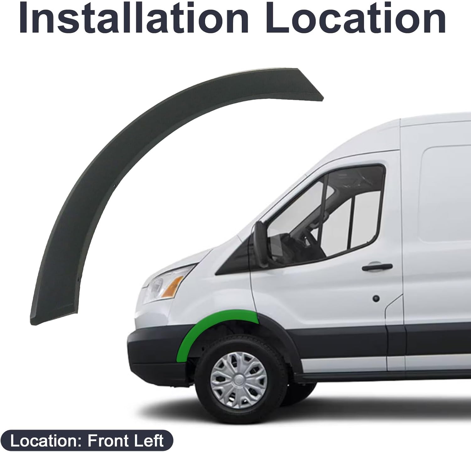Front Door Wheel Arch Opening Deflector Protective Panel Cover Fender Flare Molding Panel Trim Black fits for Ford Transit-150 Transit-250 Transit-350 2015 2016 2017 2018 2019