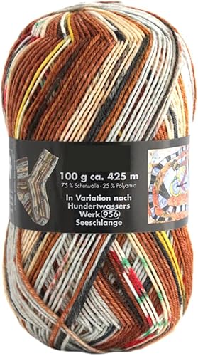 Miniatura 21 de Hilo de calcetín de 4 capas de ópalo según la colección Hundertwasser, 75% lana 25% poliamida teñido espacialmente colorido hilo para tejer y tejer