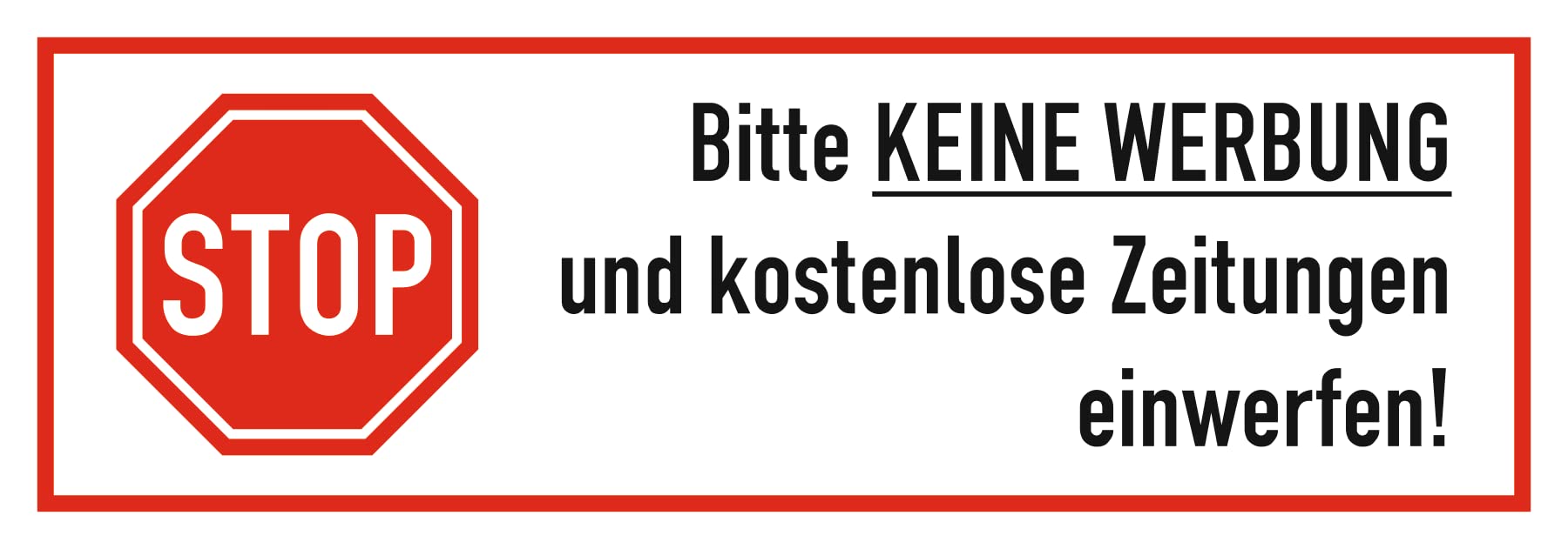 Daged KW-1 Stop Bitte keine Werbung Sticker Newspaper, Advertisement, Flyer Size 84 x 29 mm Pack of 4, White, Einheitsgröße