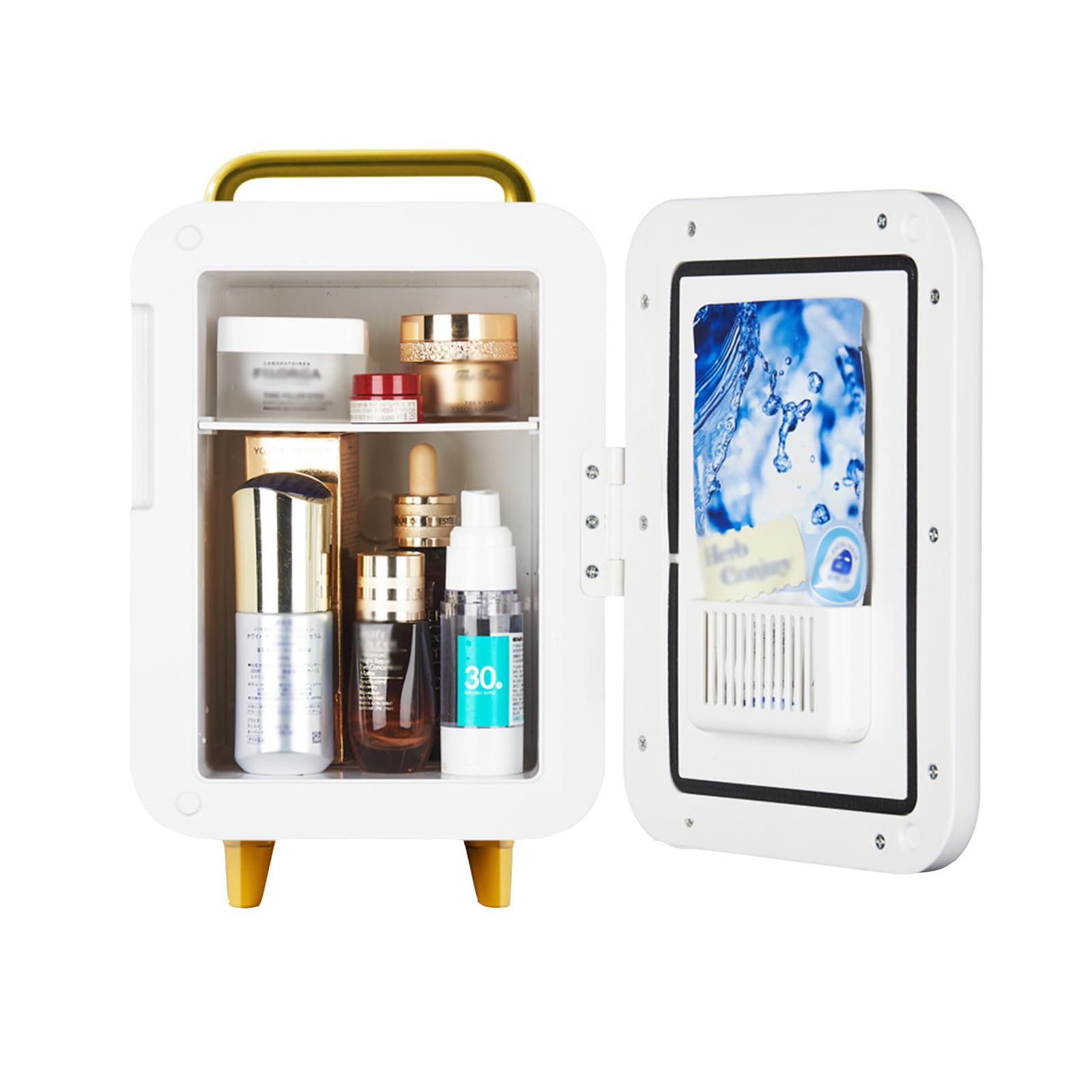 Frigorifero portatile per la cura della pelle, 8 l, per camera da letto, auto, ufficio, alimentazione CA e CC, piccolo frigorifero per alimenti, bevande, cosmetici