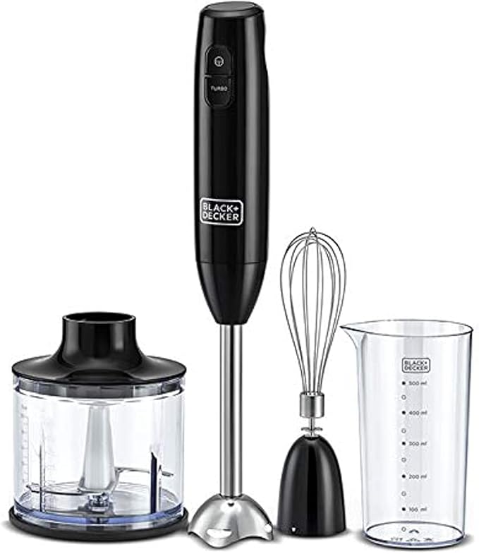 BLACK+DECKER 600W 600ml Hand Blender With Chopper Chopping Bowl