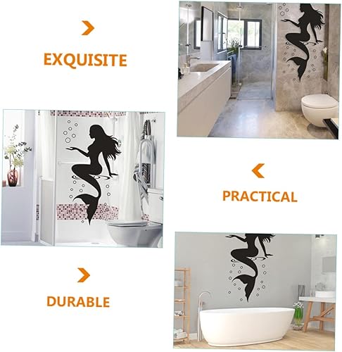Miniatura 7 de Abaodam 6 calcomanías de pared de sirena bajo el mar, calcomanías de pared de sirena, arte de pared de sirena negra, calcomanías de princesa de