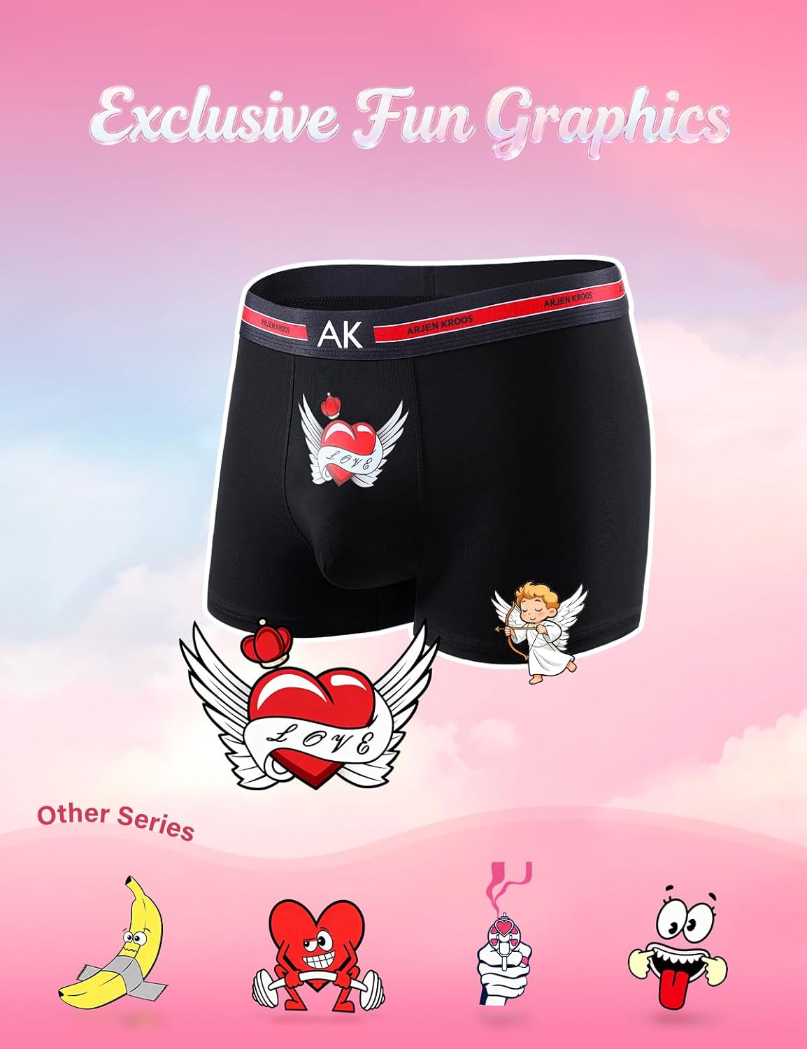 Arjen Kroos Men's Valentines Funny Novelty Underwear Trunks Sexy Cotton Boxer Briefs for Men 1 Pack - Image 5