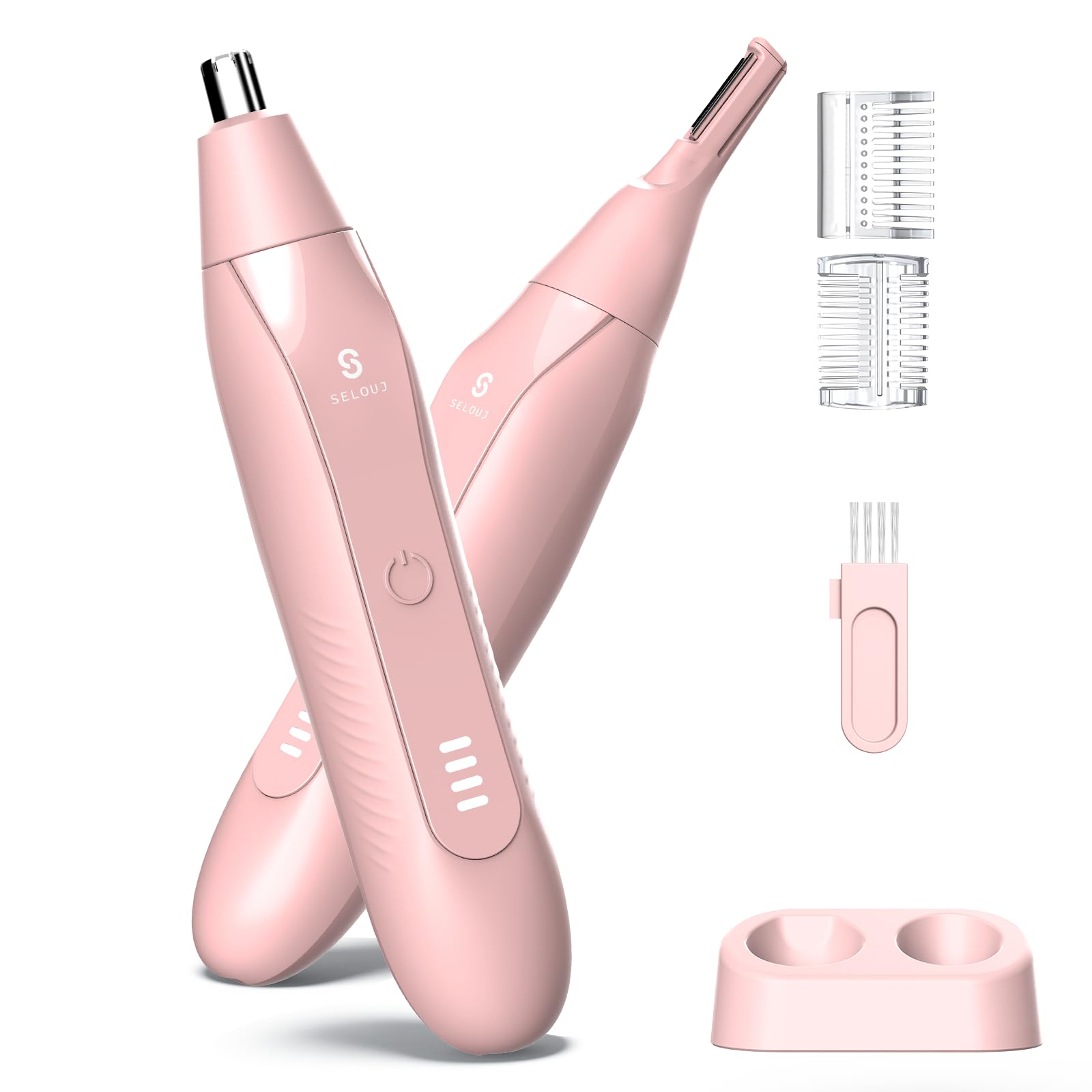 Ear and Nose Hair Trimmer for Men, 2025 Professional Painless USB Rechargeable Eyebrow & Facial Electric Hair Trimmer for Men Women, Powerful Motor, Dual Edge Blades, IPX7 Waterproof, Pink