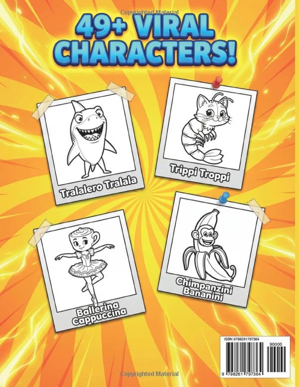 Italian Brainrot Coloring Book: A Fun Collection of 49+ Viral Meme Characters, Crazy Hybrid Animals, and Trending Internet Creatures to Color for Kids and Teens image 3