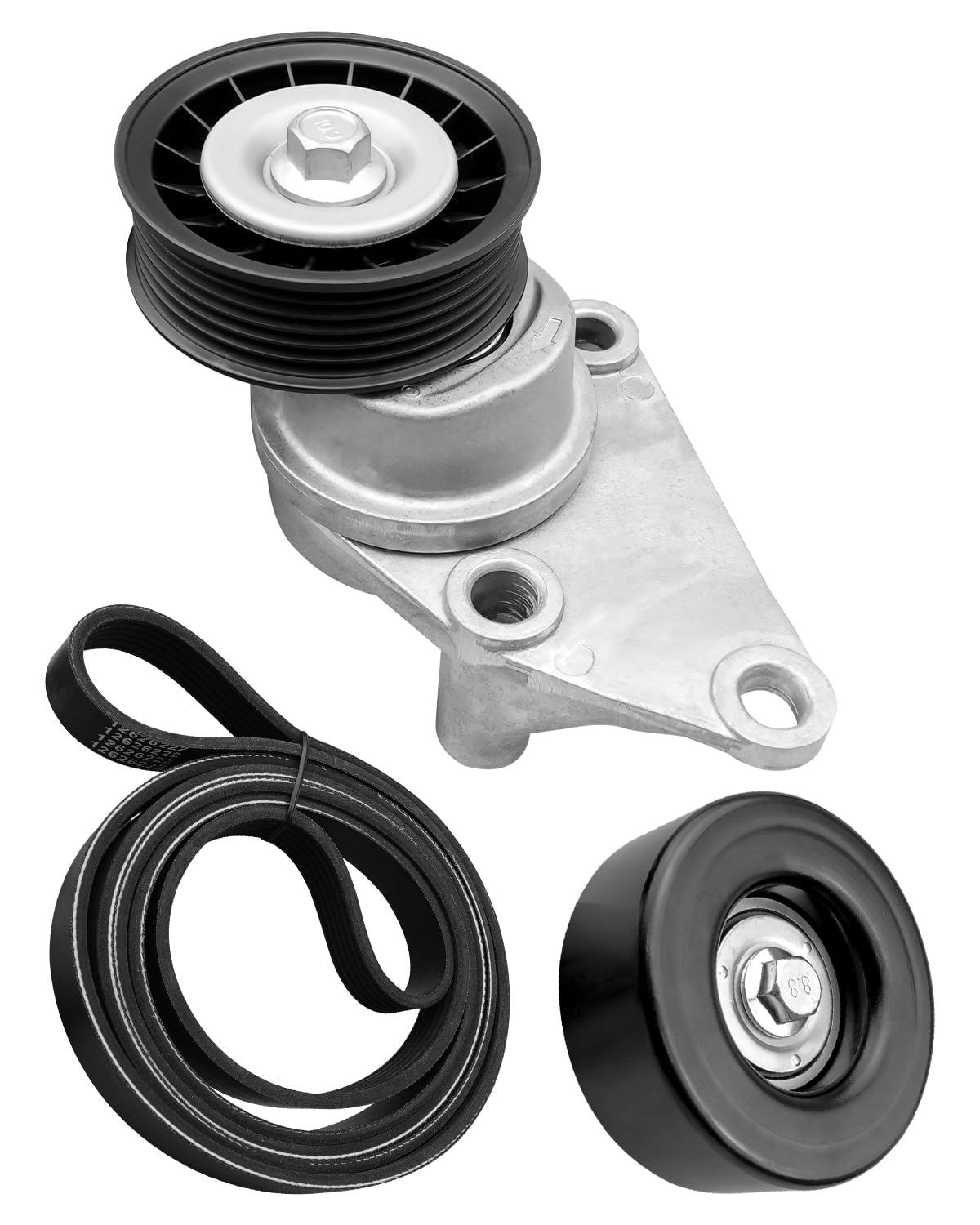 Complete Serpentine Belt Tensioner Kit Fit for GM 2003-2006 GMC Chevrolet 2002-2007, Drive Belt Idler Pulley Component Replace 90K-38158C 12609719 12555609 12626222