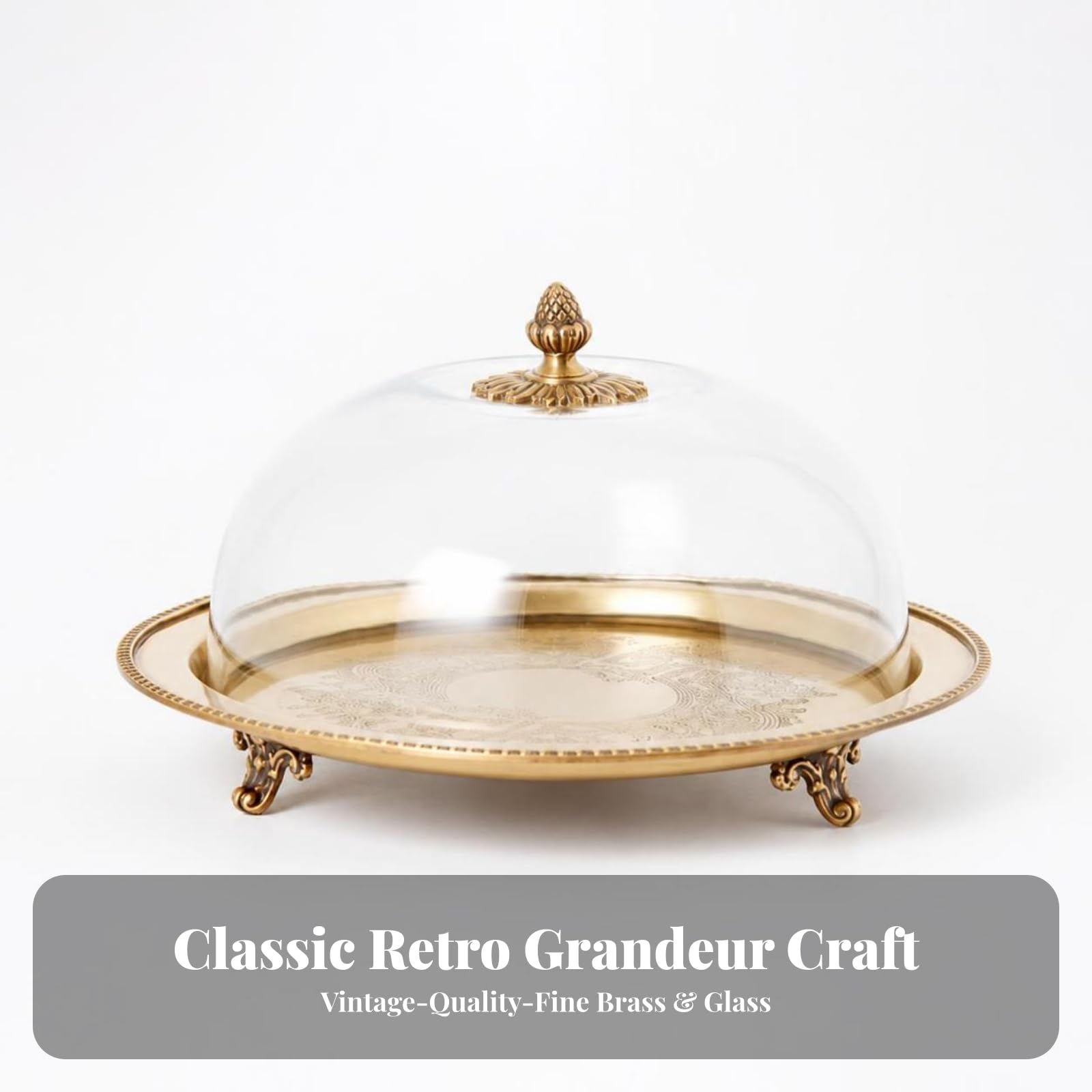 Vassoio con Campana di | lavorato a mano, Moderno, Espositore per Torte con Coperchio, Soggiorno, 26cmx26cmx15cm