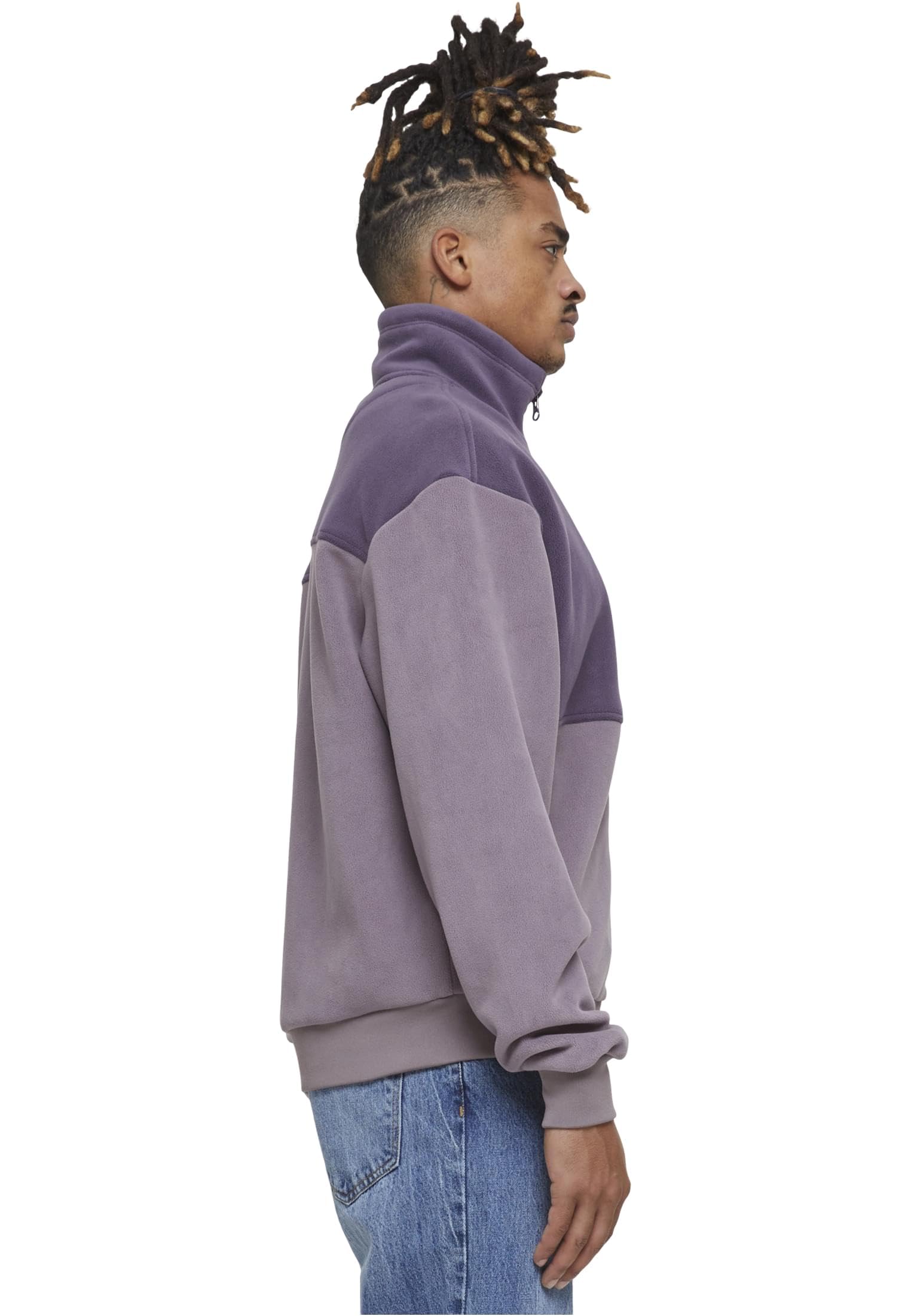 Urban Classics Męska kurtka przejściowa Colour Block Polar kurtka polarowa, lekka kurtka dla mężczyzn, dwukolorowa, krój regularny, purplenight/fadedpurple, 5XL