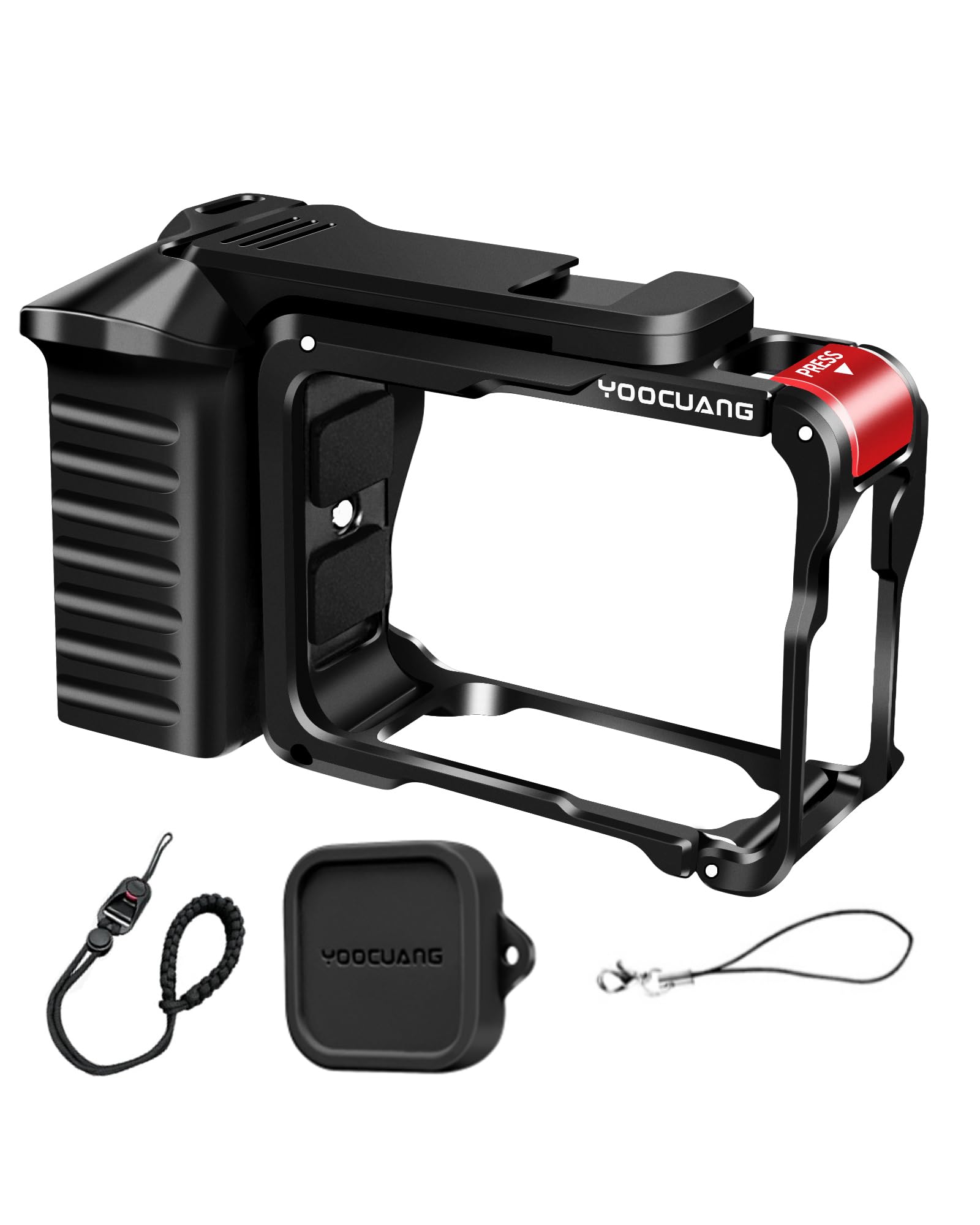 Uchwyt boczny aparatu Xplorer Grip Kit do Insta.360 Ace Pro 2/Ace Pro/Ace, klatka aparatu z interfejsem zimnej stopki i migawką, uchwyt boczny aparatu z interfejsem śrubowym 1/4 (3)