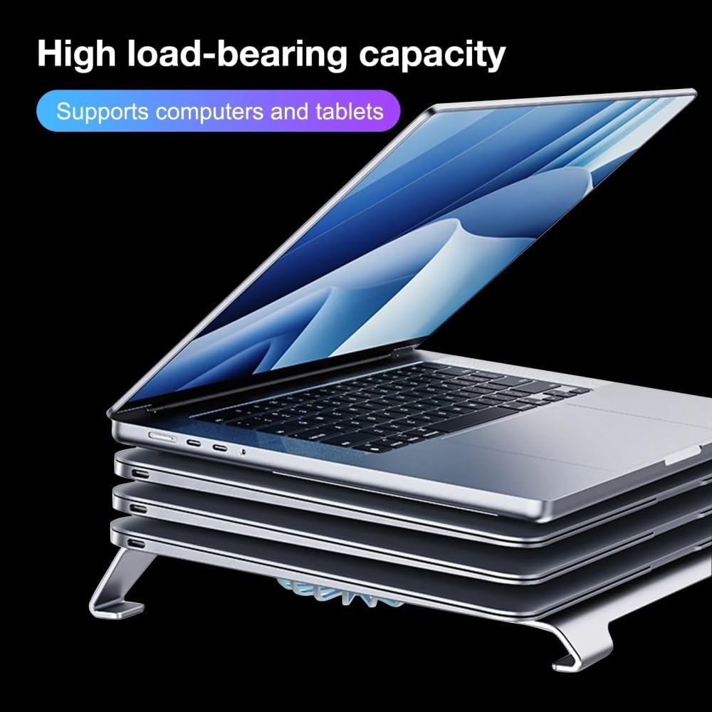 Podstawka pod laptopa, Aluminum Alloy Laptop Radiator Dual Fan Laptop Cooling Stand with Type-C Port(Gray)