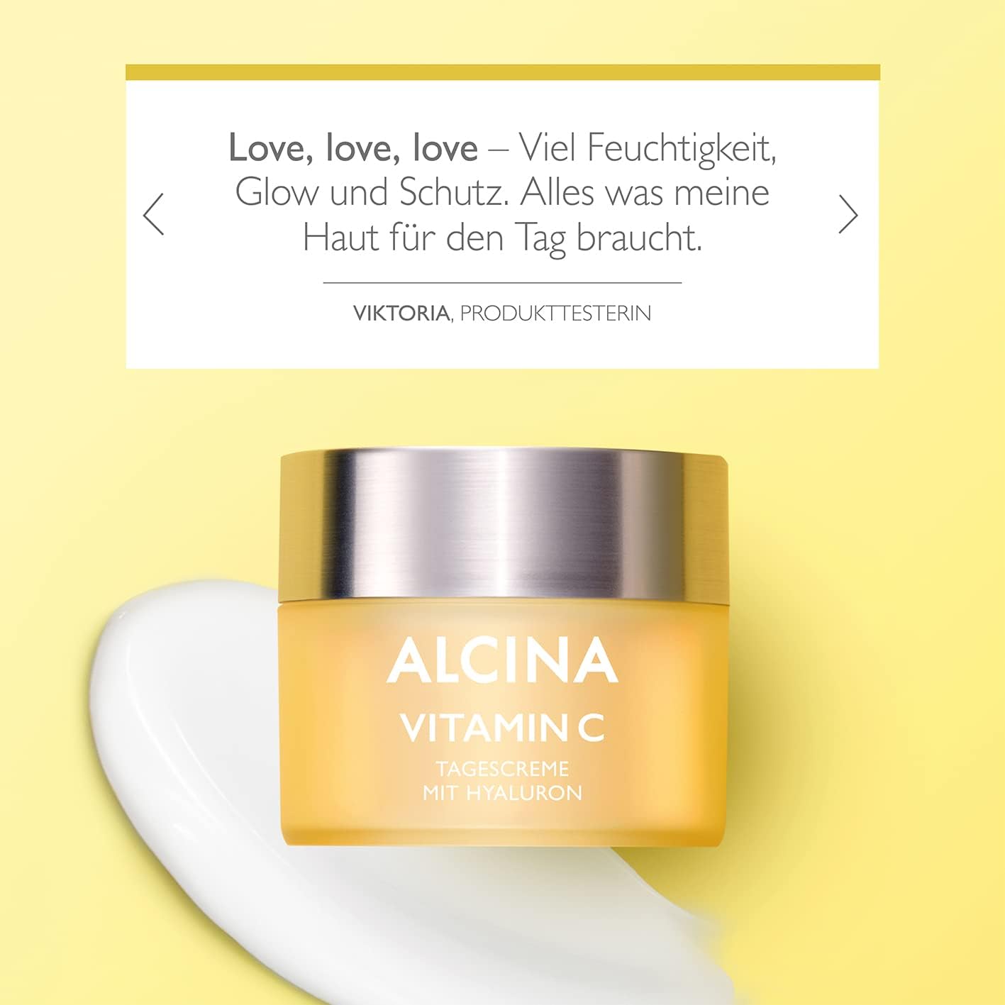 ALCINA Krem na dzień z witaminą C, 1 x 50 ml, nawilżający krem do twarzy o działaniu antyoksydacyjnym przeciwko przedwczesnemu starzeniu się skóry i efektom blasku, z kwasem hialuronowym i olejem z