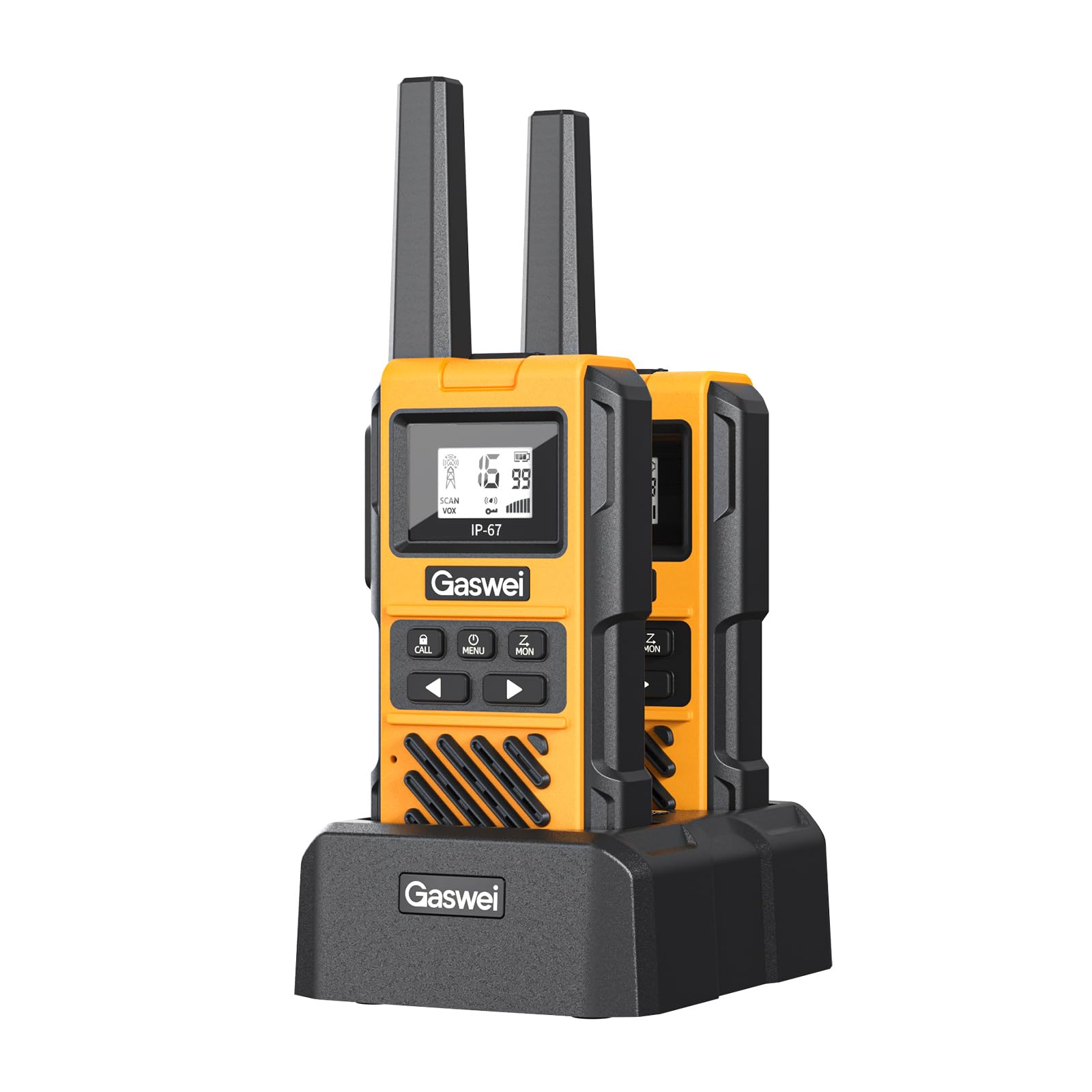 Gaswei G1pro Hochleistungs- Walkie Talkies mit großer Reichweite für Erwachsene, wiederaufladbare Notfallfunkgeräte, 16-Kanal-Walkie-Talkie mit Lithium-Ionen-Akku, IP67 wasserdicht (2 Stück)