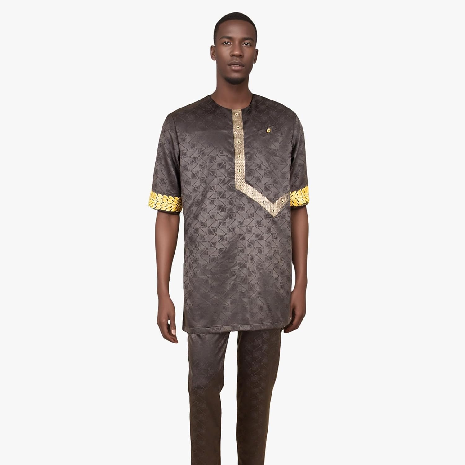 Men Tracksuit African Clothes Dashiki Embroidery Short Sleeve Shirt and Ankara Pants Set Dashiki Outfits