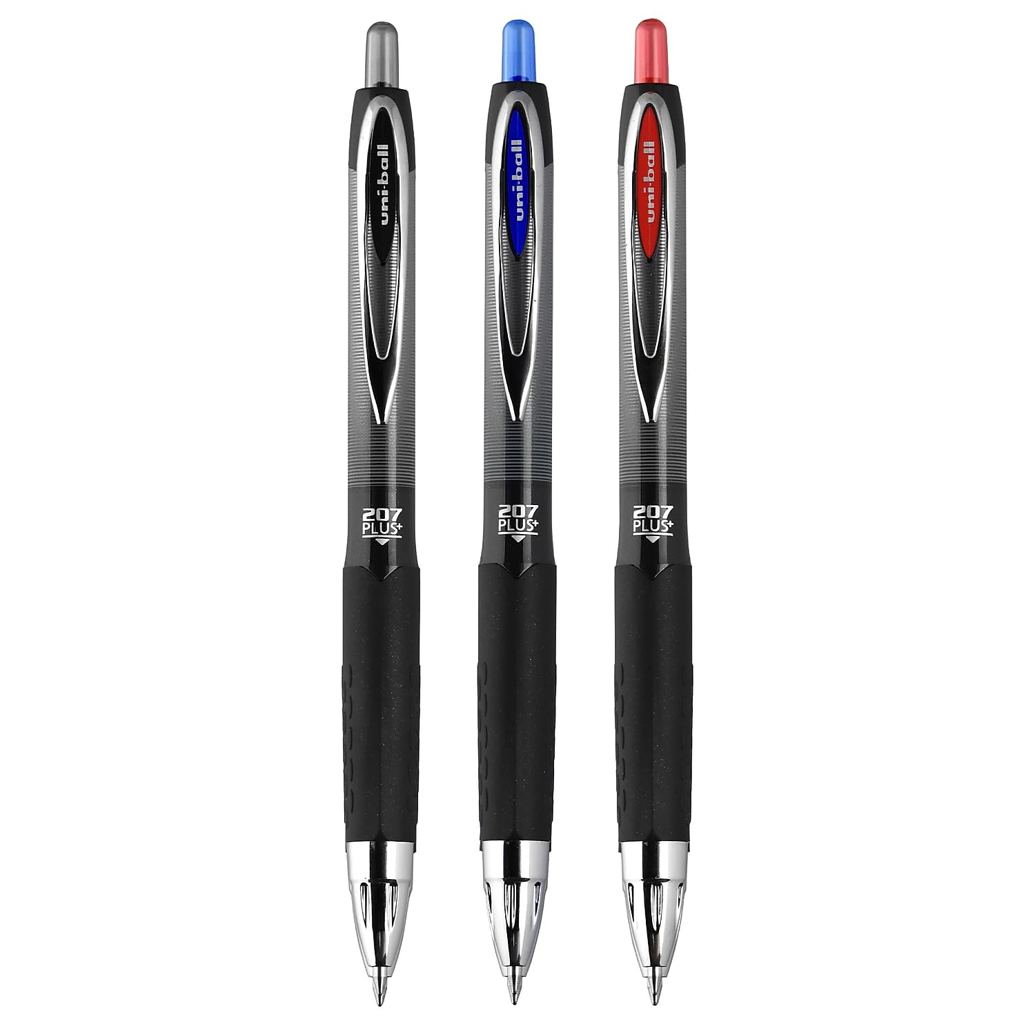 uni-ball 207 Plus+ - Penne gel retrattili, punta media (0,7 mm), nero, 12 pezzi