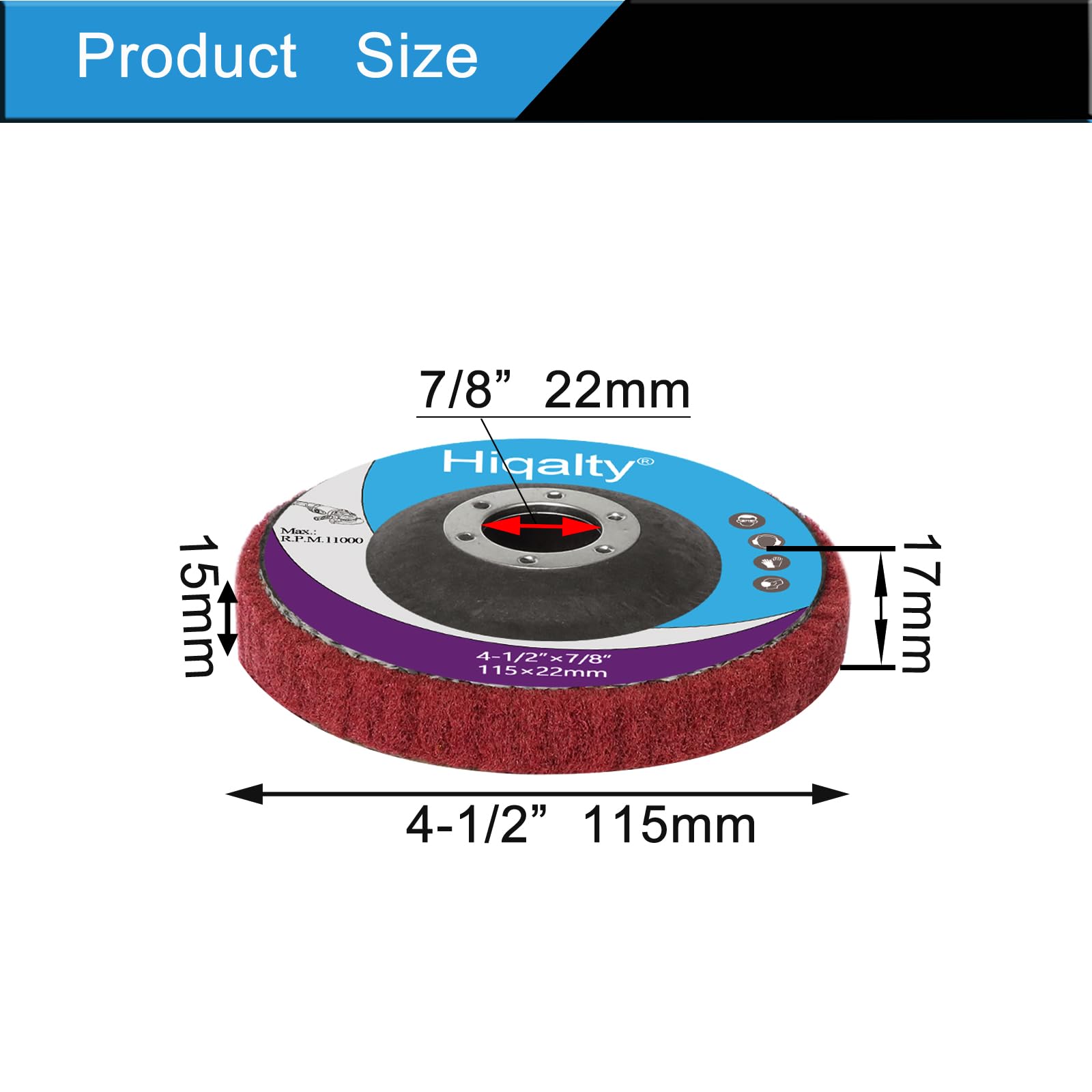 10 Stück 11,4 x 2,2 cm Vlies-Schleifscheibe, Polierscheibe, Scheuerschwamm, Polierscheiben für Winkelschleifer, Fächerscheiben für kraftbetriebene Schleifmaschinen