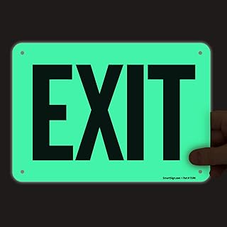 SmartSign "Exit" Sign | 7" x 10" Glow-in-The-Dark Aluminum, Made in USA