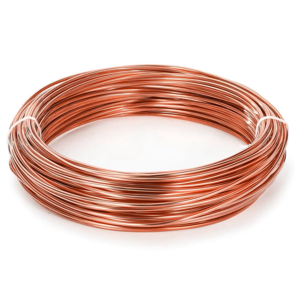 Malloy Alambre de Cobre Puro de Calibre 8 de 100 Pies para Fabricación de Joyas, Manualidades y Jardinería con Electrocultivo