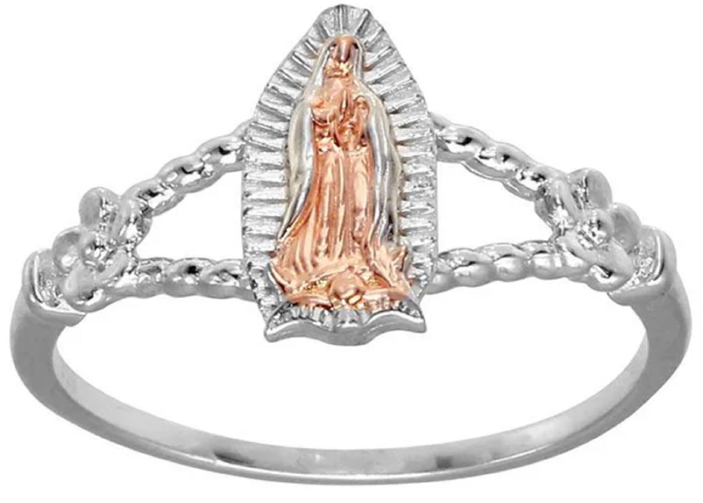 925 Sterling Silver Virgen de Guadalupe Two-Toned Ring