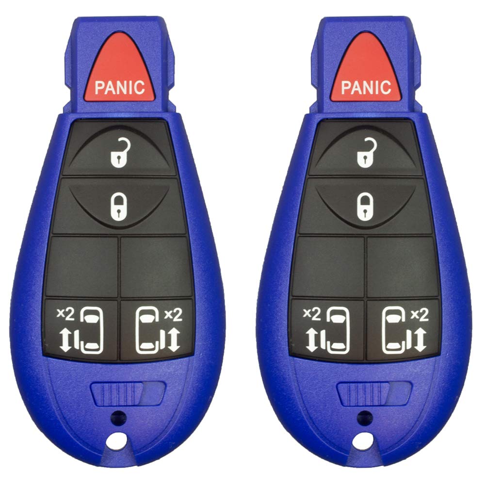 2 New Blue Keyless Entry 5 Buttons Remote Start Car Key Fob Fobik M3N5WY783X, IYZ-C01C for Town Country Dodge Grand Caravan Volkswagen Routan
