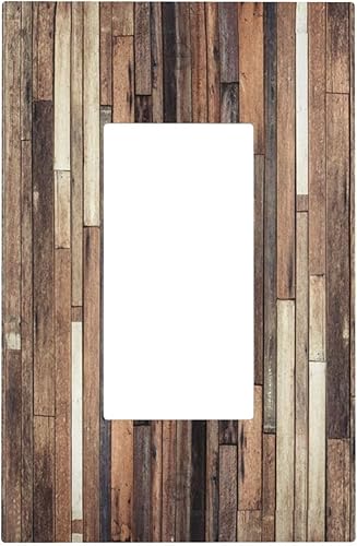 Cubiertas de salida para puerta de granero de madera rústica, color marrón, placa de pared vintage de 1 cuadrilla, cubierta de interruptor de luz