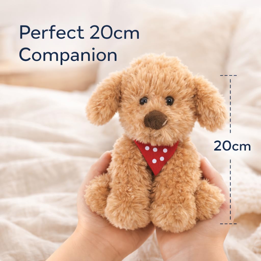 Playwrite Scruff The Dog Plüsch 20cm, Scruffs The Cockapoo, Hündchen mit gepunktetem Halstuch.NEUGEBOREN