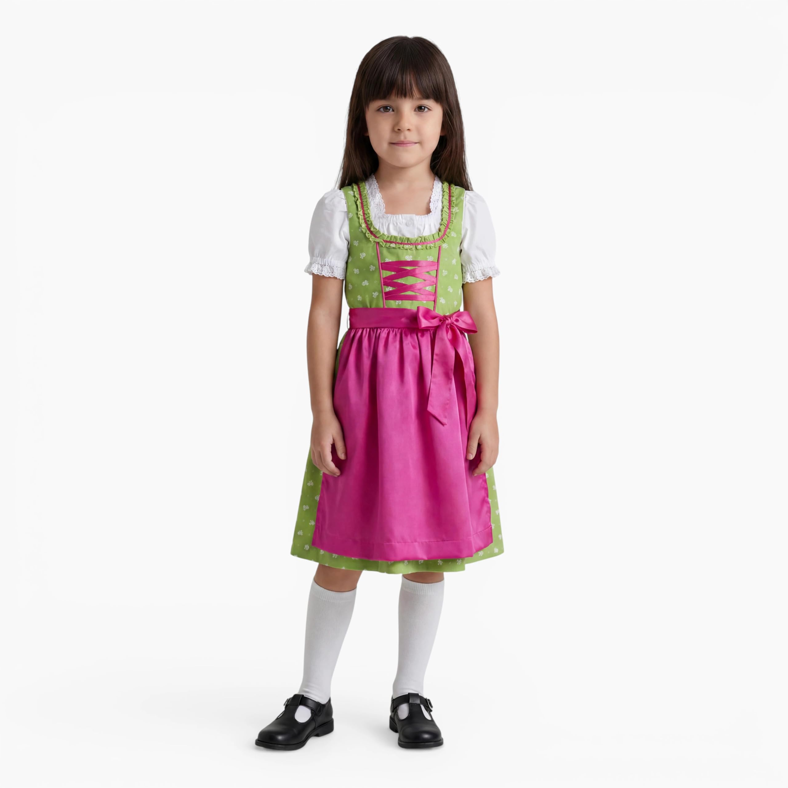 Ramona Lippert® - Dziecięca sukienka Dirndl dla dziewczynek - dirndl Franziska w kolorze jasnozielonym - 3-częściowa sukienka ludowa - moda ludowa - strój ludowy z fartuchem