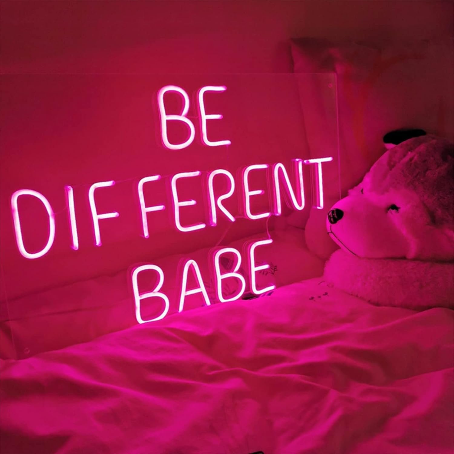 KIJyfgTR LED Neon Sign Customised Bedroom Decoration Pink LED Neon Wall Mounted Acrylic Glow In The Dark Glow In The Dark Sign 55x35cm