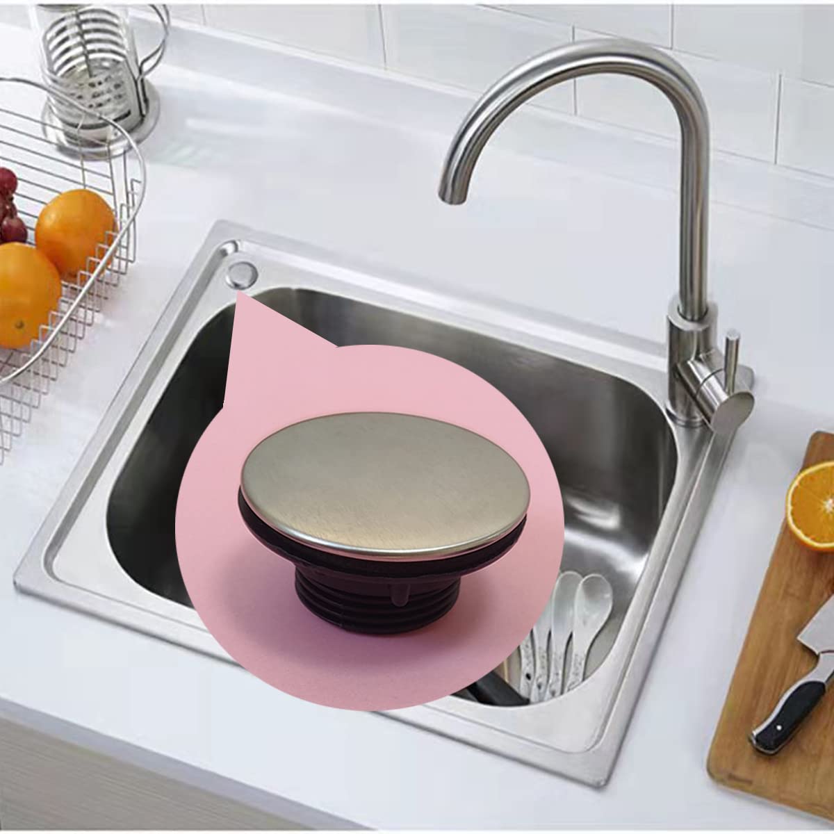 Amazon.co.jp: ステンレススチールキッチンシンクタップ穴カバー