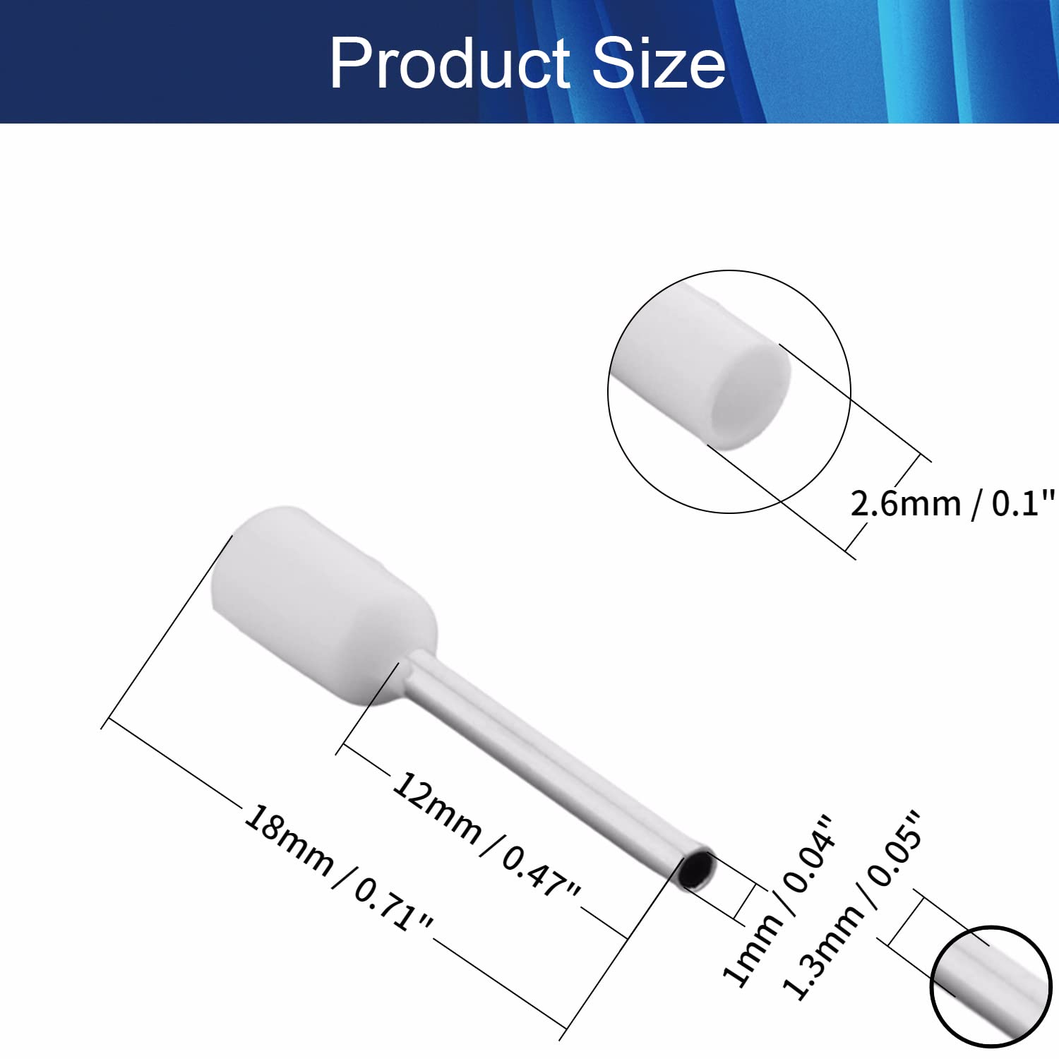 Jutagoss Crimp Pin Terminal,VE0512 Insulated Wire Ferrule Connectors for AWG22/0.5mm² White Wire Connector 1,000 Pcs