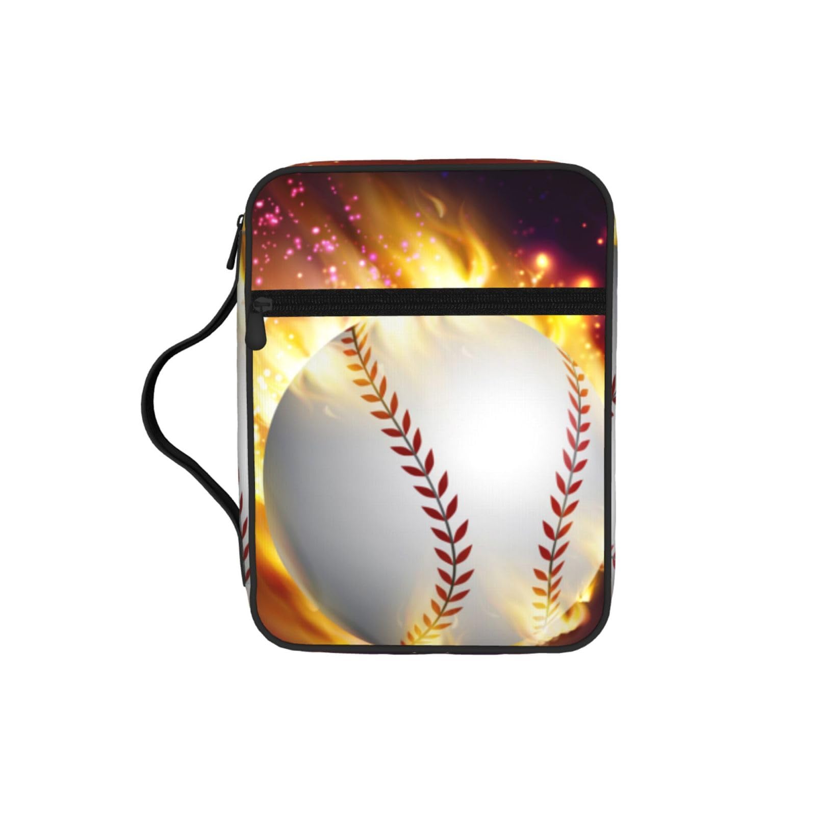 Orange Softball Baseball On Fire And Water Bible Cover Case Waterproof Bible Bag With Handle Organizer Storage Book Cover For Bible Study