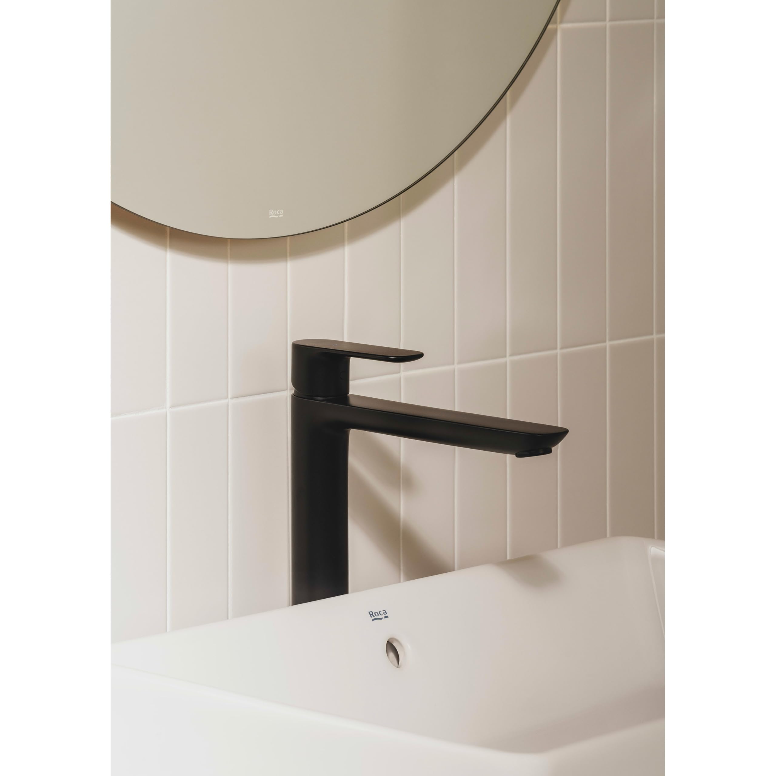 Roca A5A346ENB0 Sink Mixer High Spout, Smooth Body, Cove Collection, Matte Black, Dull Black - Image 2