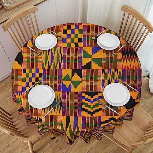 Faduni Nappe ronde à texture ethnique tribale africaine – 152,4 cm lavable en polyester – Nappe décorative pour cuisine, salle à manger, fête, camping
