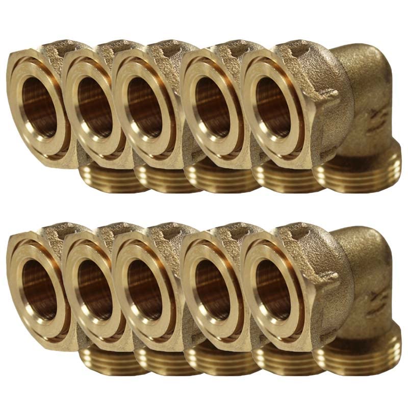 Raccord laiton à visser - Lot de 10 Coudes mâle 3/4" (20/27) femelle écrou prisonnier 3/4" (20/27) -
