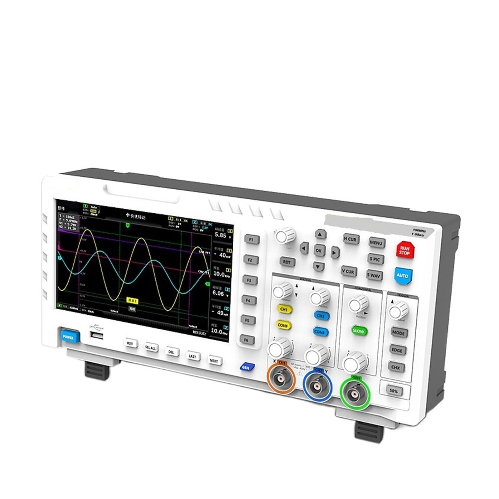 Osciloscopio Digital 1014D 2 en 1 generador de señal de entrada de doble canal 100MHz * 2 ancho de banda analógico 1GSa/s frecuencia de muestreo Identificación rápida(Standard)