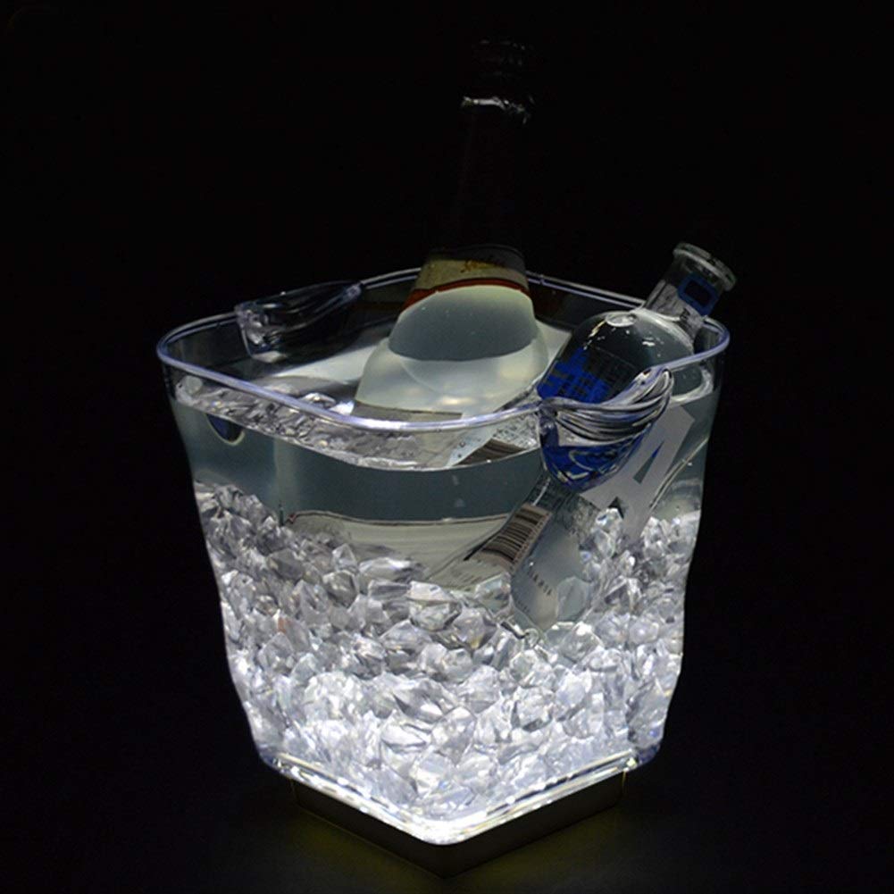 Kufel do lodu LED, pojemnik do chłodzenia szampana, 5 l, kolorowe światło LED, pojemnik na lód, beczka do wina, wiadro, jakość artykułów spożywczych, tworzywo sztuczne, wazony na środki, imprezę, wiadro, beczka do piwa, tran