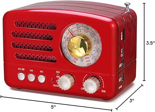 Miniatura 7 de PRUNUS J-160 Retro Vintage AM FM Radio con Bluetooth, regalos para mamá, reproducción de tarjetas USBTF, pequeñas radios de transistor que funcionan