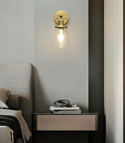 Miniatura 4 de Phansthy Lámpara de pared industrial, lámpara de pared ajustable de 180 grados, lámpara de pared con pantalla de vidrio, iluminación decorativa de