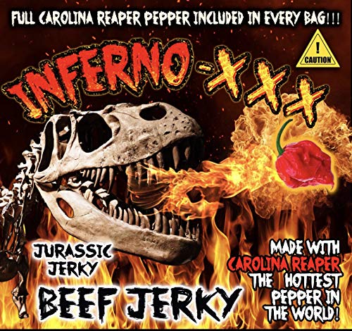 Jjd Usa Jurassic Jerky’S Inferno - Xxx Hot Beef Jerky * Every 1.5 Oz Bag Includes (1) Carolina Reaper Pepper The Hottest Pepper In The World! Can You Handle The Heat? Take The Challenge! thumb #3