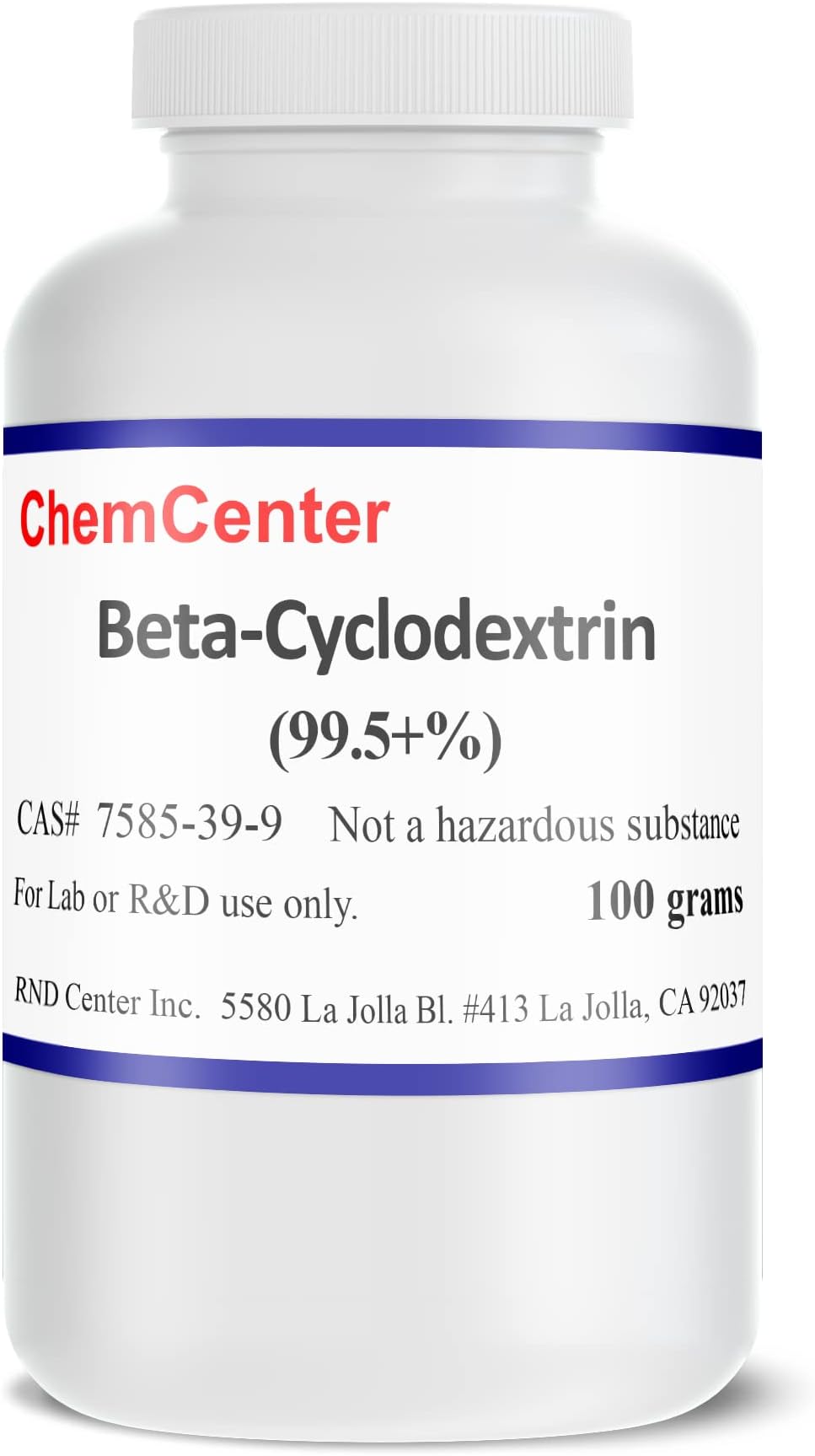 Beta-Cyclodextrin, High Purity, Powder, 100 Grams (3.5 oz.)