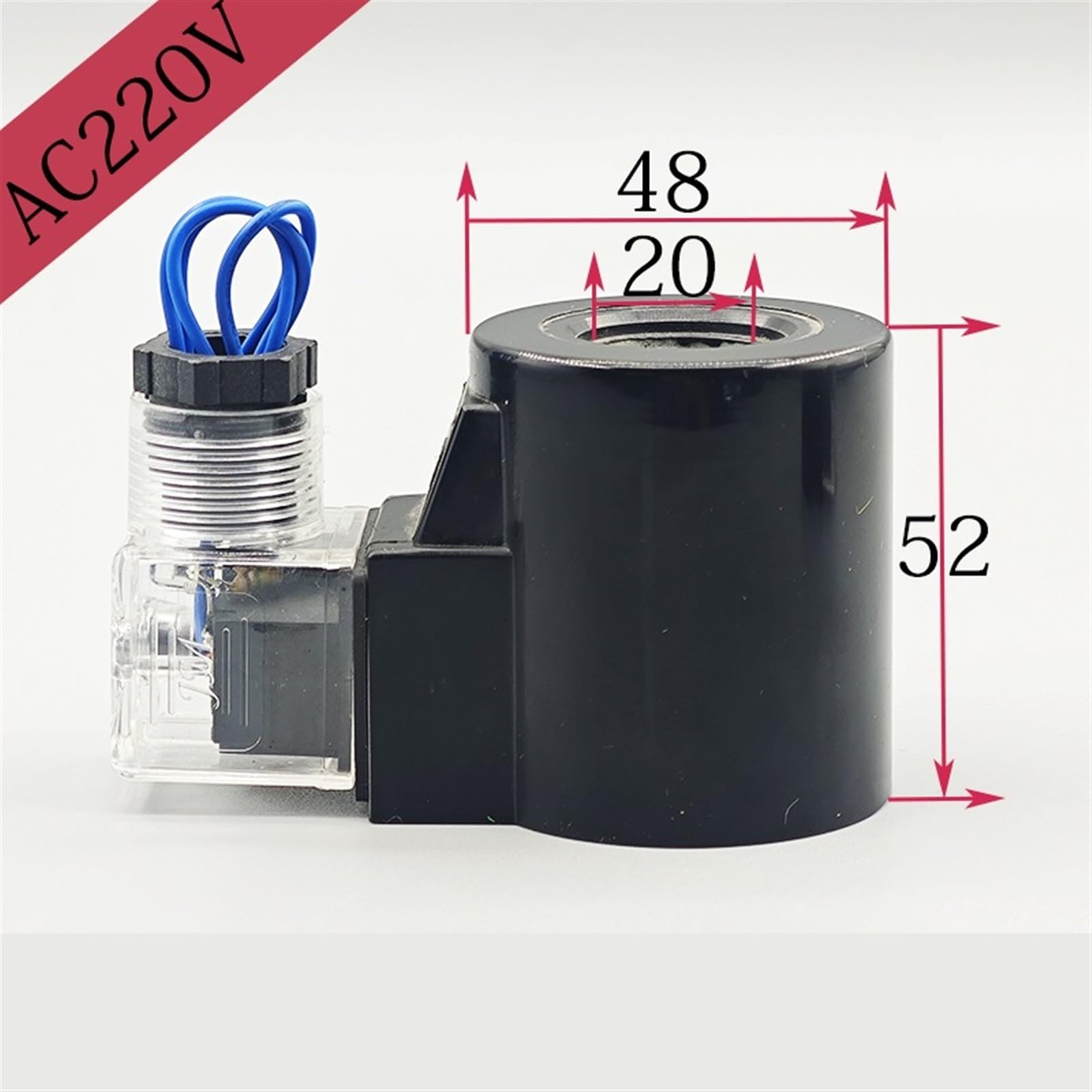 1 x Hydraulik-Magnetventilspule, Innendurchmesser, Innenloch 19/20 mm, Höhe 51 mm, AC 220 V, DC 24 V, 12 V (20 mm Wechselstrom 220 V)